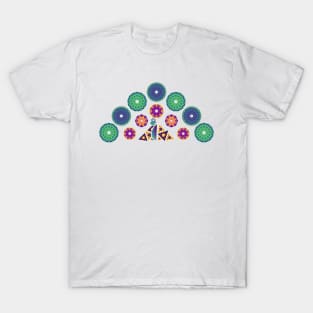 Mandala Peacock | Rainbow Polygons White T-Shirt